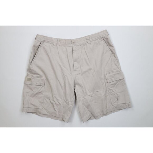 Vintage Columbia Mens 38 Distressed Spell Out Relaxed Cargo Shorts Beige Cotton - Picture 1 of 14